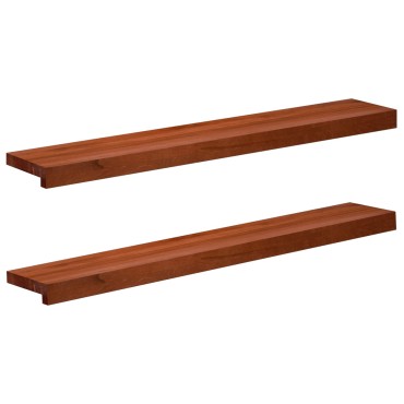 vidaXL Παράθυρα 2 τμχ. Καφέ 100 x 20 x 2 cm Στερεό ξύλο οξιάς
