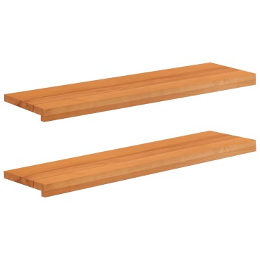 vidaXL Παράθυρα 2 τμχ. Ανοιχτό καφέ 90 x 30 x 2 cm Στερεό ξύλο οξιάς