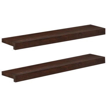 vidaXL Παράθυρα 2 τμχ. Σκούρο Καφέ 70 x 15 x 2 cm Στερεό ξύλο οξιάς