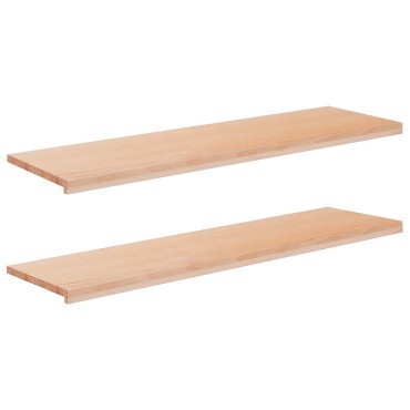 vidaXL Παράθυρα 2 τμχ. Φυσικό 140 x 40 x 2 cm Στερεό ξύλο οξιάς