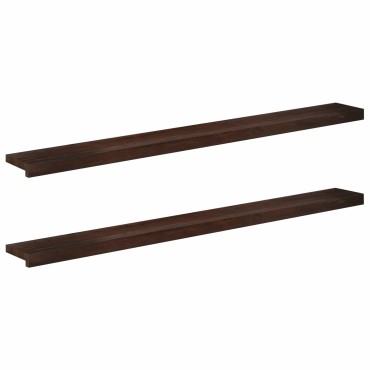 vidaXL Παράθυρα 2 τμχ. Σκούρο Καφέ 160 x 20 x 2 cm Στερεό ξύλο οξιάς