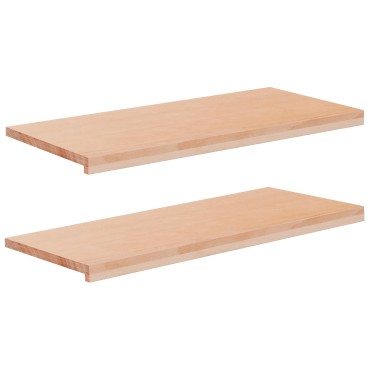 vidaXL Παράθυρα 2 τμχ. Φυσικό 100 x 40 x 2 cm Στερεό ξύλο οξιάς