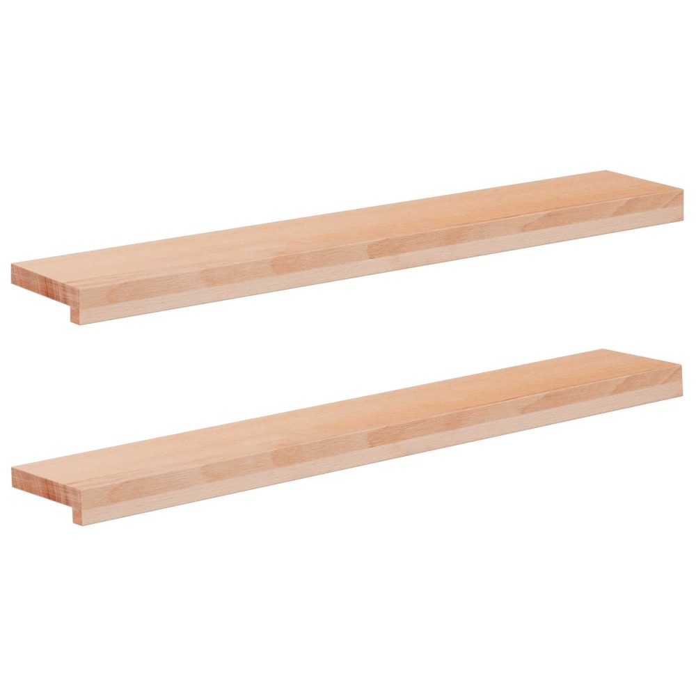 vidaXL Παράθυρα 2 τμχ. Φυσικό 90 x 20 x 2 cm Στερεό ξύλο οξιάς