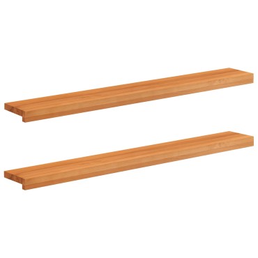 vidaXL Παράθυρα 2 τμχ. Ανοιχτό καφέ 120 x 20 x 2 cm Στερεό ξύλο οξιάς