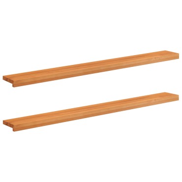 vidaXL Παράθυρα 2 τμχ. Ανοιχτό καφέ 140 x 20 x 2 cm Στερεό ξύλο οξιάς