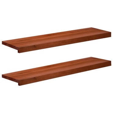 vidaXL Παράθυρα 2 τμχ. Καφέ 90 x 25 x 2 cm Στερεό ξύλο οξιάς