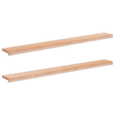 vidaXL Παράθυρα 2 τμχ. Φυσικό 140 x 20 x 2 cm Στερεό ξύλο οξιάς