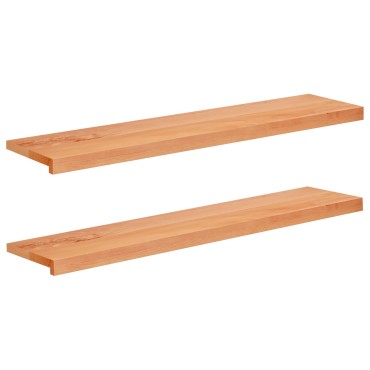 vidaXL Παράθυρα 2 τμχ. Λακαρισμένο 120 x 25 x 2 cm Στερεό ξύλο οξιάς
