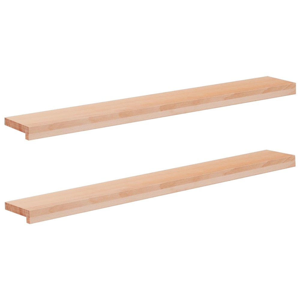vidaXL Παράθυρα 2 τμχ. Φυσικό 110 x 15 x 2 cm Στερεό ξύλο οξιάς