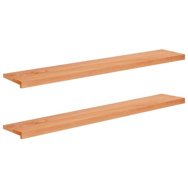 vidaXL Παράθυρα 2 τμχ. Λακαρισμένο 140 x 30 x 2 cm Στερεό ξύλο οξιάς