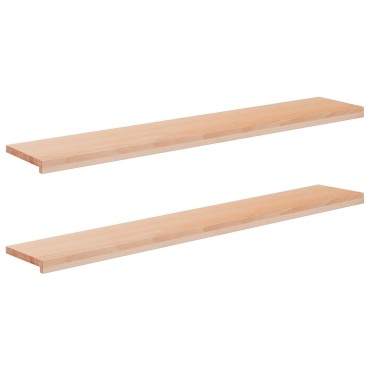 vidaXL Παράθυρα 2 τμχ. Φυσικό 140 x 30 x 2 cm Στερεό ξύλο οξιάς