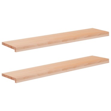 vidaXL Παράθυρα 2 τμχ. Φυσικό 110 x 30 x 2 cm Στερεό ξύλο οξιάς