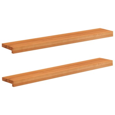 vidaXL Παράθυρα 2 τμχ. Ανοιχτό καφέ 90 x 15 x 2 cm Στερεό ξύλο οξιάς