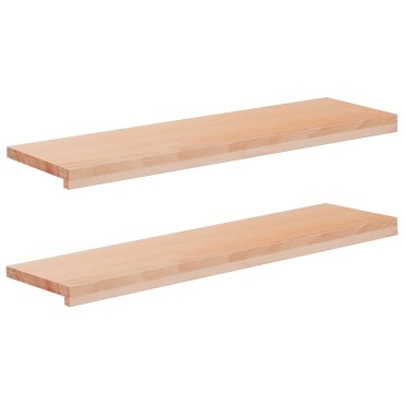 vidaXL Παράθυρα 2 τμχ. Φυσικό 100 x 25 x 2 cm Στερεό ξύλο οξιάς