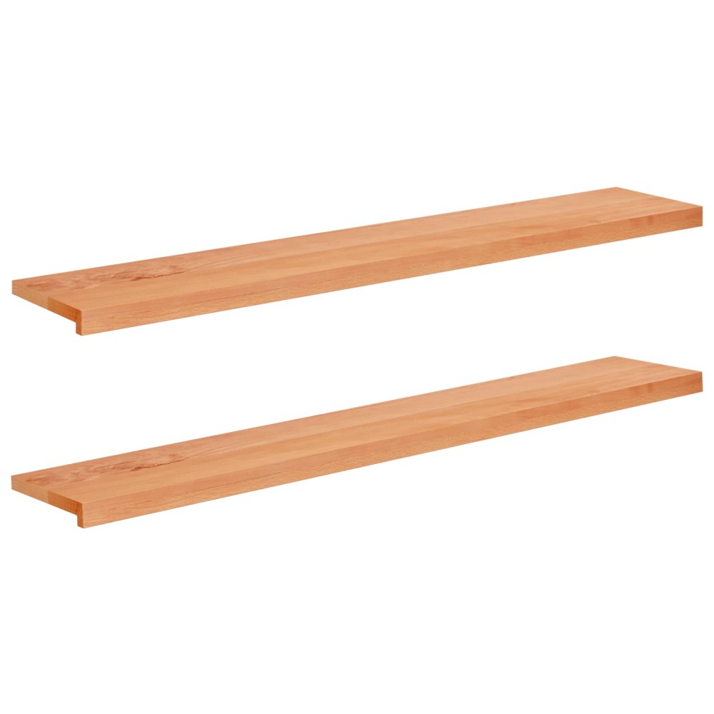 vidaXL Παράθυρα 2 τμχ. Λακαρισμένο 140 x 25 x 2 cm Στερεό ξύλο οξιάς