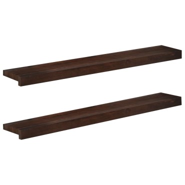 vidaXL Παράθυρα 2 τμχ. Σκούρο Καφέ 100 x 15 x 2 cm Στερεό ξύλο οξιάς