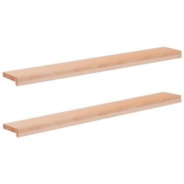 vidaXL Παράθυρα 2 τμχ. Φυσικό 120 x 15 x 2 cm Στερεό ξύλο οξιάς