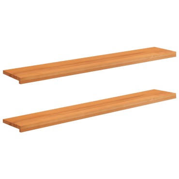 vidaXL Παράθυρα 2 τμχ. Ανοιχτό καφέ 160 x 25 x 2 cm Στερεό ξύλο οξιάς