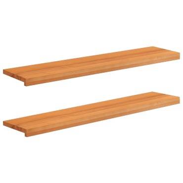 vidaXL Παράθυρα 2 τμχ. Ανοιχτό καφέ 120 x 30 x 2 cm Στερεό ξύλο οξιάς