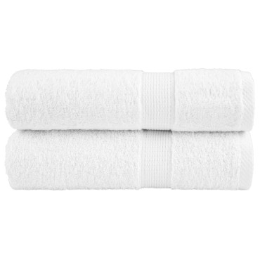 vidaXL Πετσέτες Μπάνιου Premium SOLUND 2 τεμ. Λευκό 100x150 εκ. 600 γρ./μ²