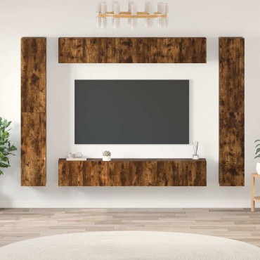 vidaXL Σετ Επίπλων Τηλεόρασης 10 Τεμαχίων Καπνιστή Δρυς Επεξ. Ξύλο