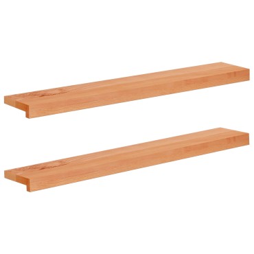vidaXL Παράθυρα 2 τμχ. Βερνίκι 100 x 20 x 2 cm Στερεό ξύλο οξιάς