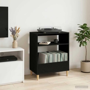 vidaXL Βάση πικάπ Μαύρη Δρυς 71x39,5x83cm Επεξεργασμένο Ξύλο