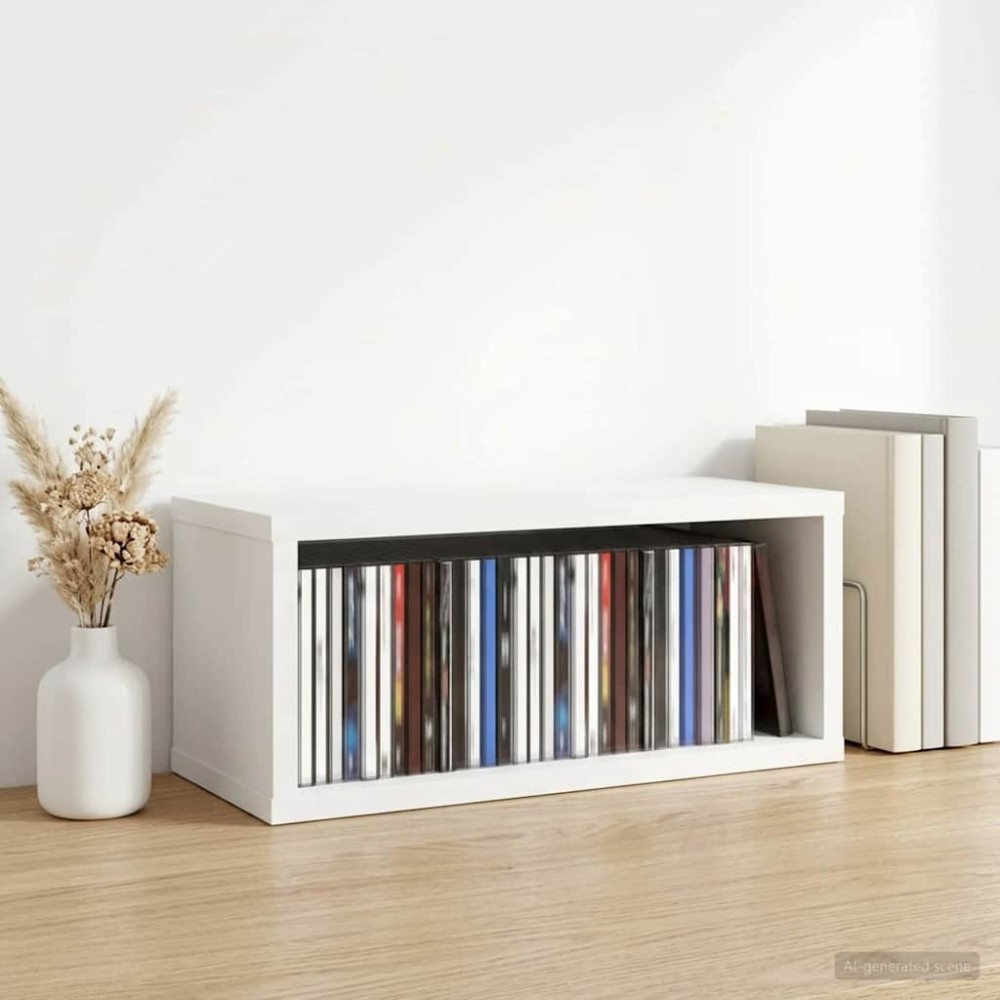 vidaXL Ράφι Αποθήκευσης CDs Λευκό 40 x 17 x 17 εκ. Επεξεργασμένο Ξύλο