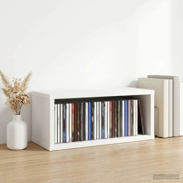 vidaXL Ράφι Αποθήκευσης CDs Λευκό 40 x 17 x 17 εκ. Επεξεργασμένο Ξύλο