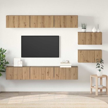 vidaXL Σετ επίπλου τηλεόρασης 8 τμχ. Artisan Oak Επεξεργασμένο Ξύλο
