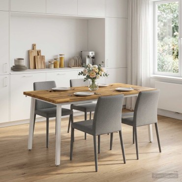 vidaXL Τραπέζι Φαγητού με Ζωντανό Χείλος 160x80x75cm Λευκό 1 τεμ.