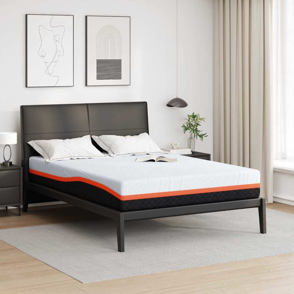 vidaXL Στρώμα Λευκό και Γκρι 140x190cm Ζακάρ ύφασμα 1 τεμ. - Διπλό