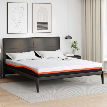 vidaXL Στρώμα Λευκό και Μαύρο 180x200cm Ζακάρ ύφασμα 1 τεμ. - Διπλό