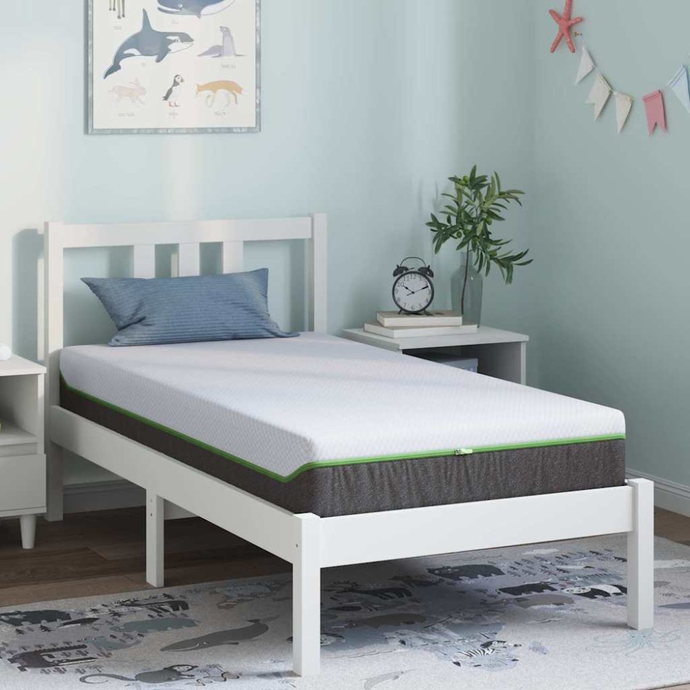 vidaXL Στρώμα Μέτρια μαλακό 80x160cm Λευκό και Γκρι 1 τεμ. - Μονό