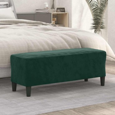 vidaXL Πάγκος Σκούρο Πράσινο 100x35x41cm Βελούδινος 1 τεμ.