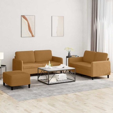 vidaXL Σαλόνι Σετ 3 τεμ. Καφέ από Βελούδο 138x77x80cm  Διθέσιος