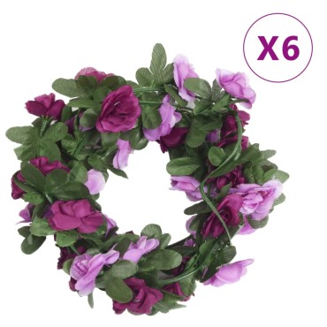 vidaXL Γιρλάντες Λουλουδιών 6τεμ Spring Αν. Μοβ 250εκ