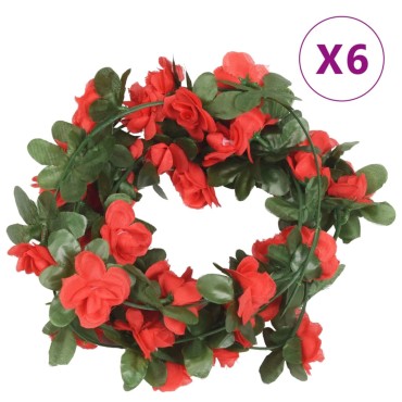 vidaXL Γιρλάντες Λουλουδιών 6τεμ Spring Κόκκινες 250εκ