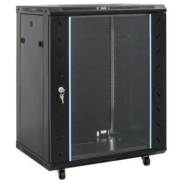 vidaXL Ντουλάπα δικτύου με αποθήκευση Μαύρο 60 x 60 x 80 εκ Ατσάλι