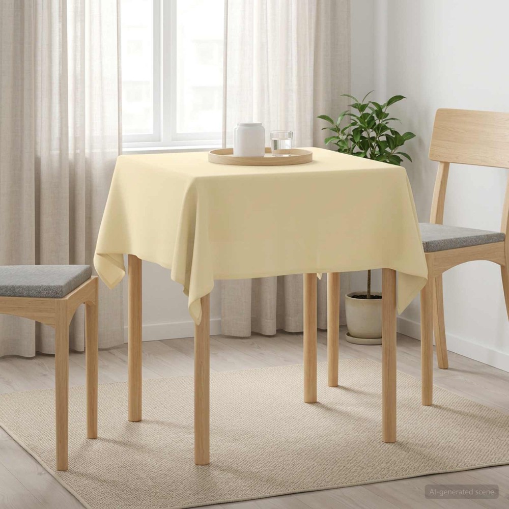 vidaXL Ύφασμα Τραπέζης τετράγωνο Λευκό κρεμ 90 x 90 cm Πολυεστέρας