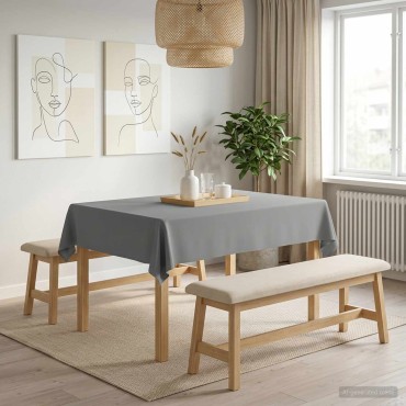 vidaXL Ύφασμα Τραπέζης Ανοιχτό γκρι 140 x 160 cm Πολυεστέρας