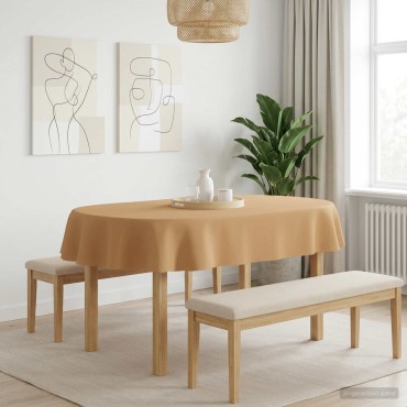 vidaXL Ύφασμα Τραπέζης Ωοειδής Μπεζ 130 x 220 εκ Πολυεστέρας