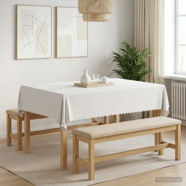 vidaXL Ύφασμα Τραπέζης Ορθογώνιος Λευκό 140 x 160 cm