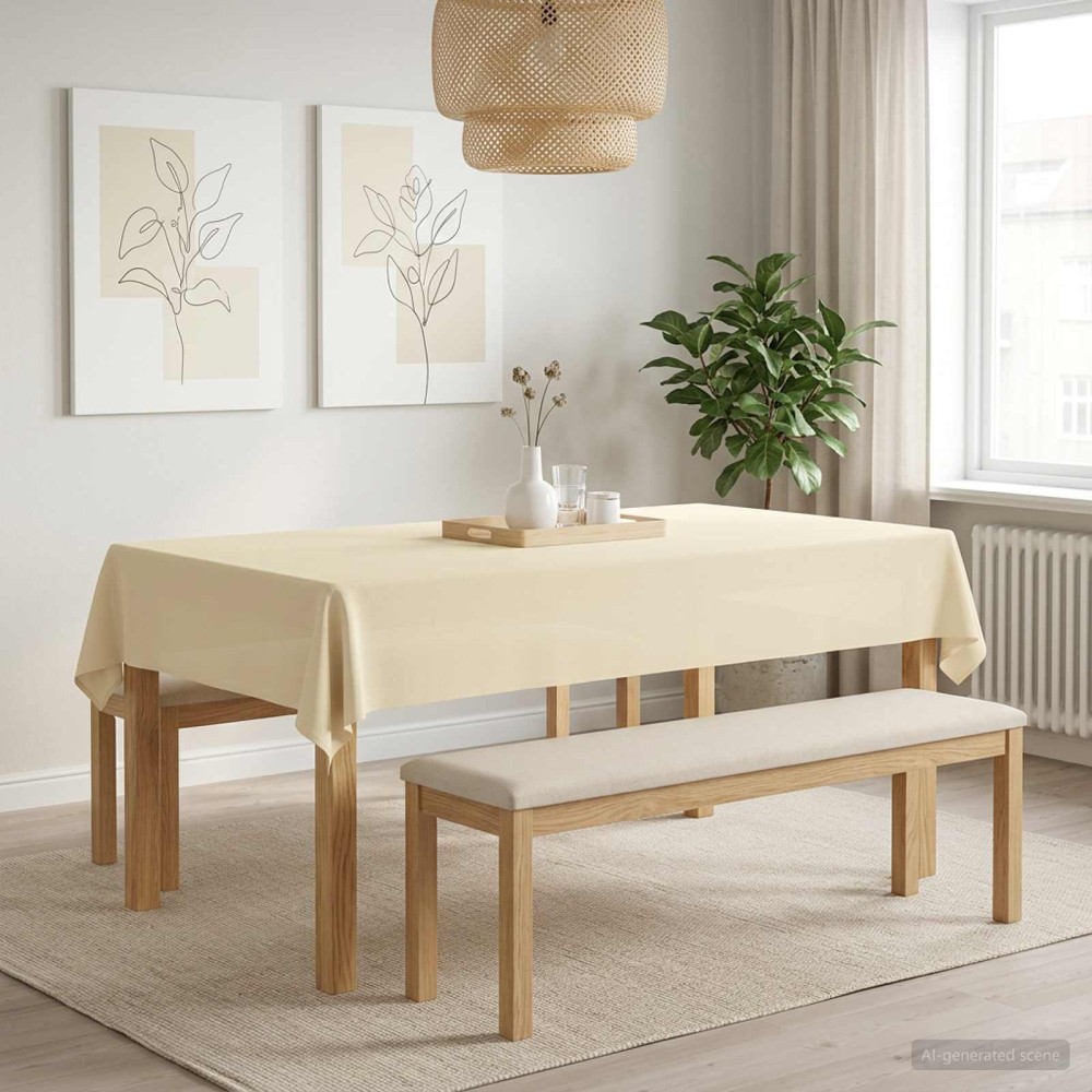 vidaXL Ύφασμα Τραπέζης 5 τμχ. Λευκό κρεμ 110 x 180 εκ Πολυεστέρας