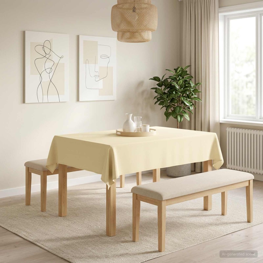 vidaXL Ύφασμα Τραπέζης 5 τμχ. Λευκό κρεμ 140 x 160 cm Πολυεστέρας