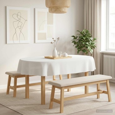 vidaXL Ύφασμα Τραπέζης 5 τμχ. Ωοειδής Λευκό 160 x 220 cm Πολυεστέρας