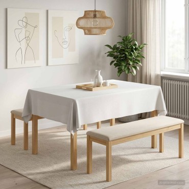 vidaXL Ύφασμα Τραπέζης 5 τμχ. Ορθογώνιος Λευκό 140 x 180 εκ.