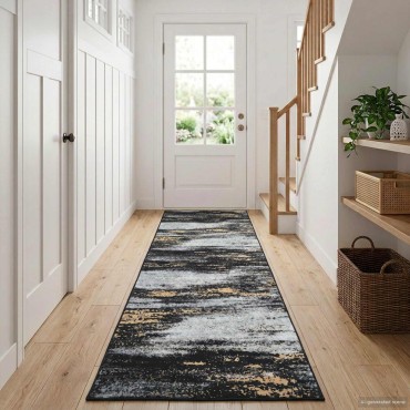 vidaXL Χαλί Runner LESAKA Μαύρο και Χρυσό 50x250cm