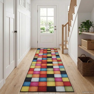 vidaXL Χαλί Runner LESAKA πολύχρωμο 100x300cm Διαμαντένιο βελούδο