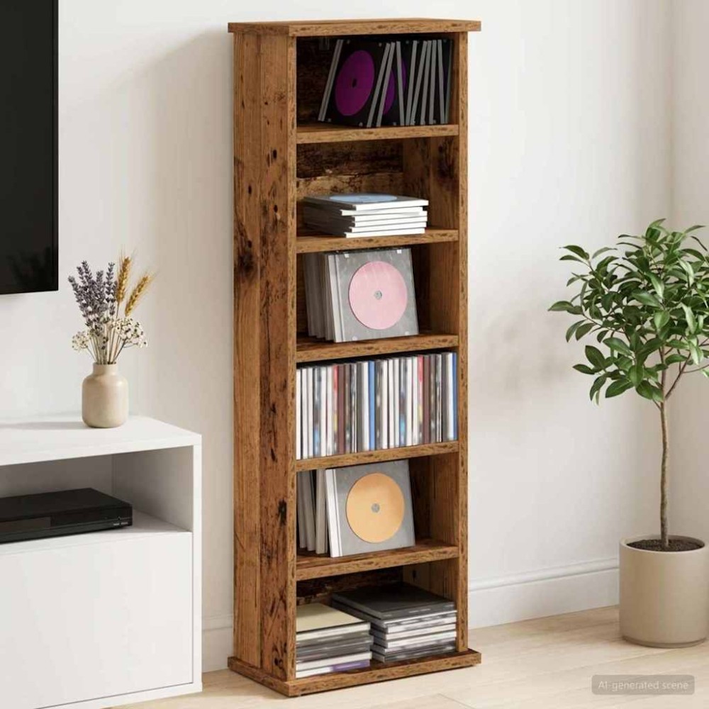 vidaXL Ντουλάπα CD Παλαιωμένο ξύλο 60x17x92cm Επεξεργασμένο Ξύλο